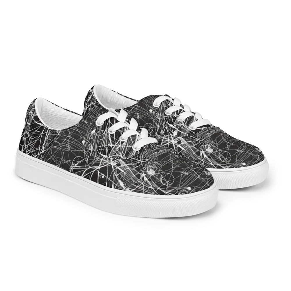 Cyber Lattice on Men's Lace-Up Canvas Shoes — Right Front