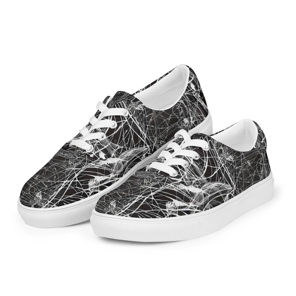 Cyber Lattice on Men's Lace-Up Canvas Shoes — Left Front