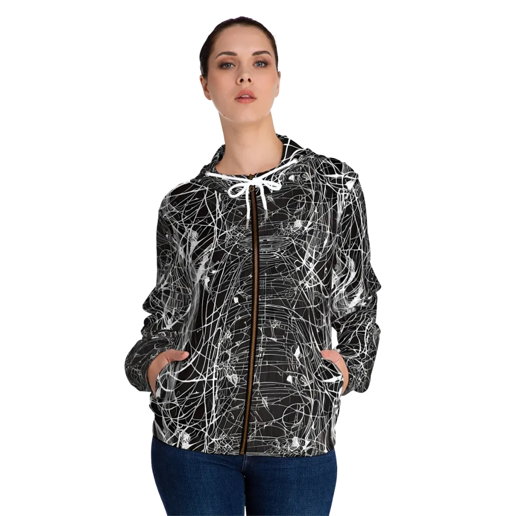 Cyber Lattice on Women's Full-Zip Hoodie — Front On Person
