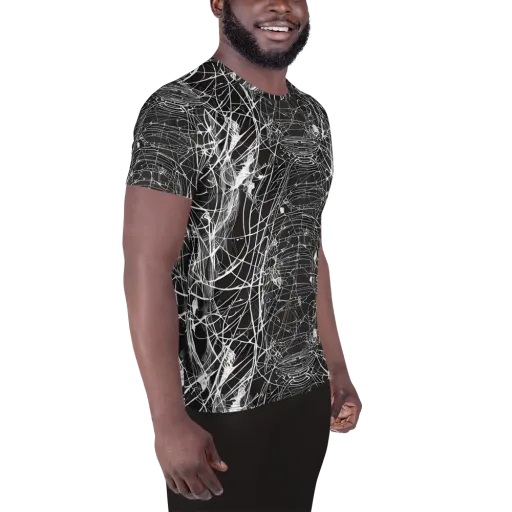 Cyber Lattice on a Men's Athletic T-Shirt