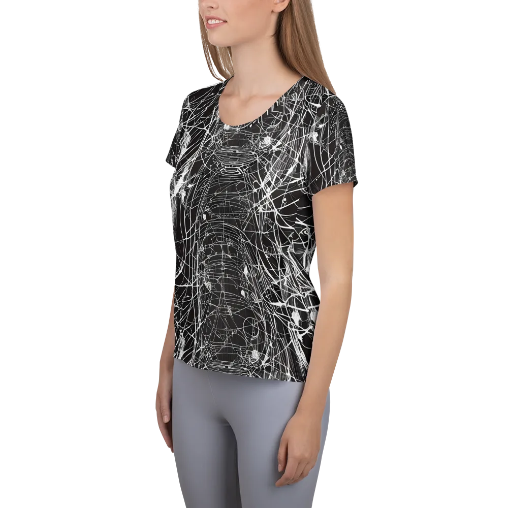 Cyber Lattice on Women's Athletic T-Shirt — Left