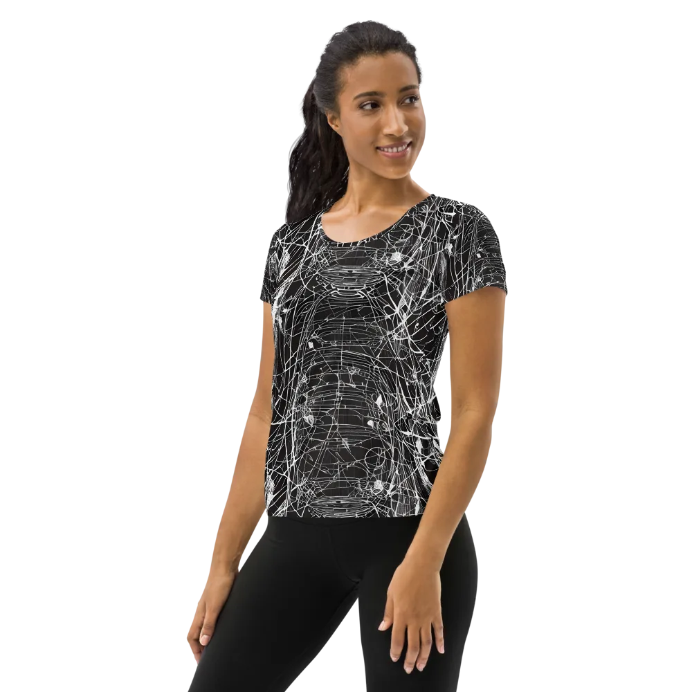 Cyber Lattice on Women's Athletic T-Shirt — Left