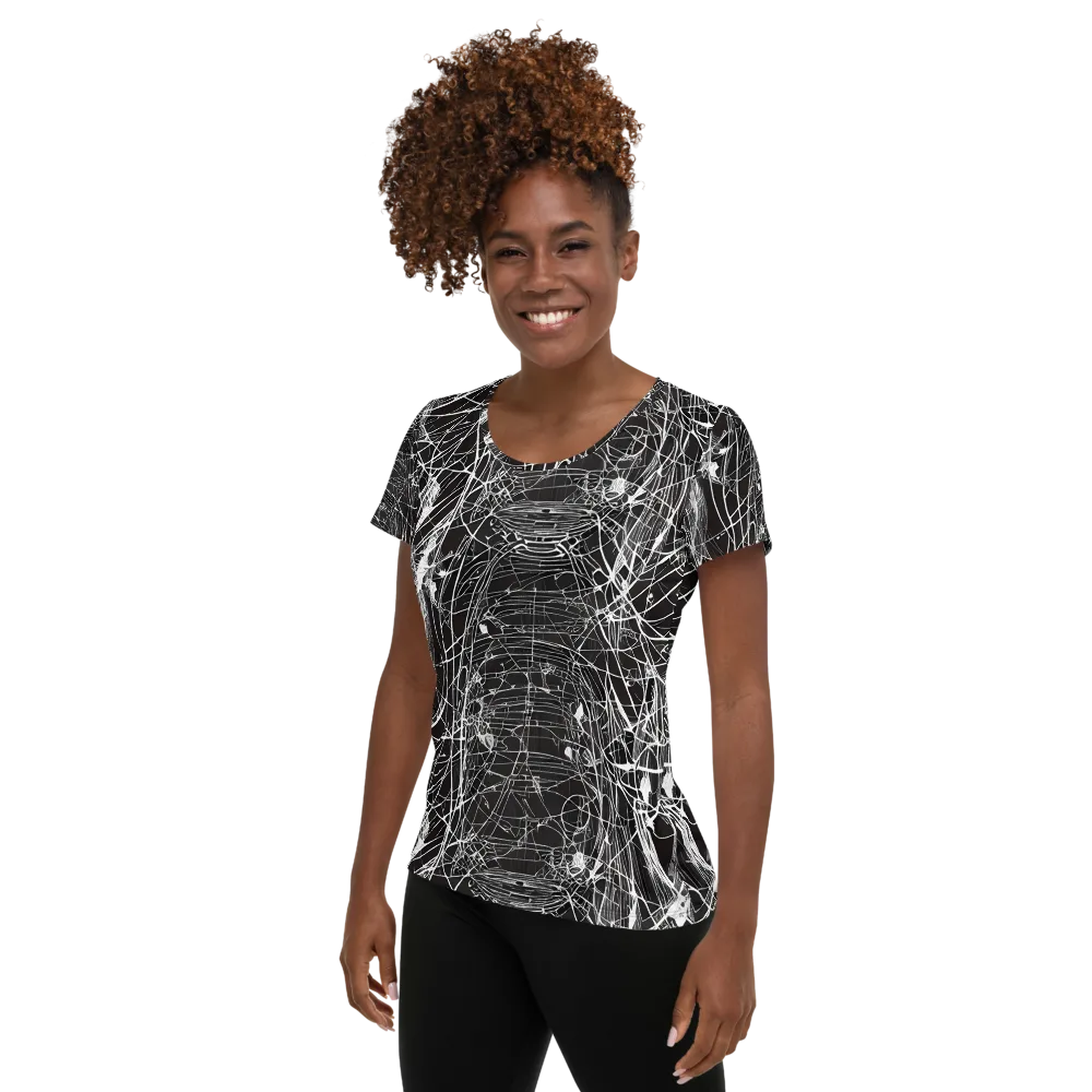 Cyber Lattice on Women's Athletic T-Shirt — Left