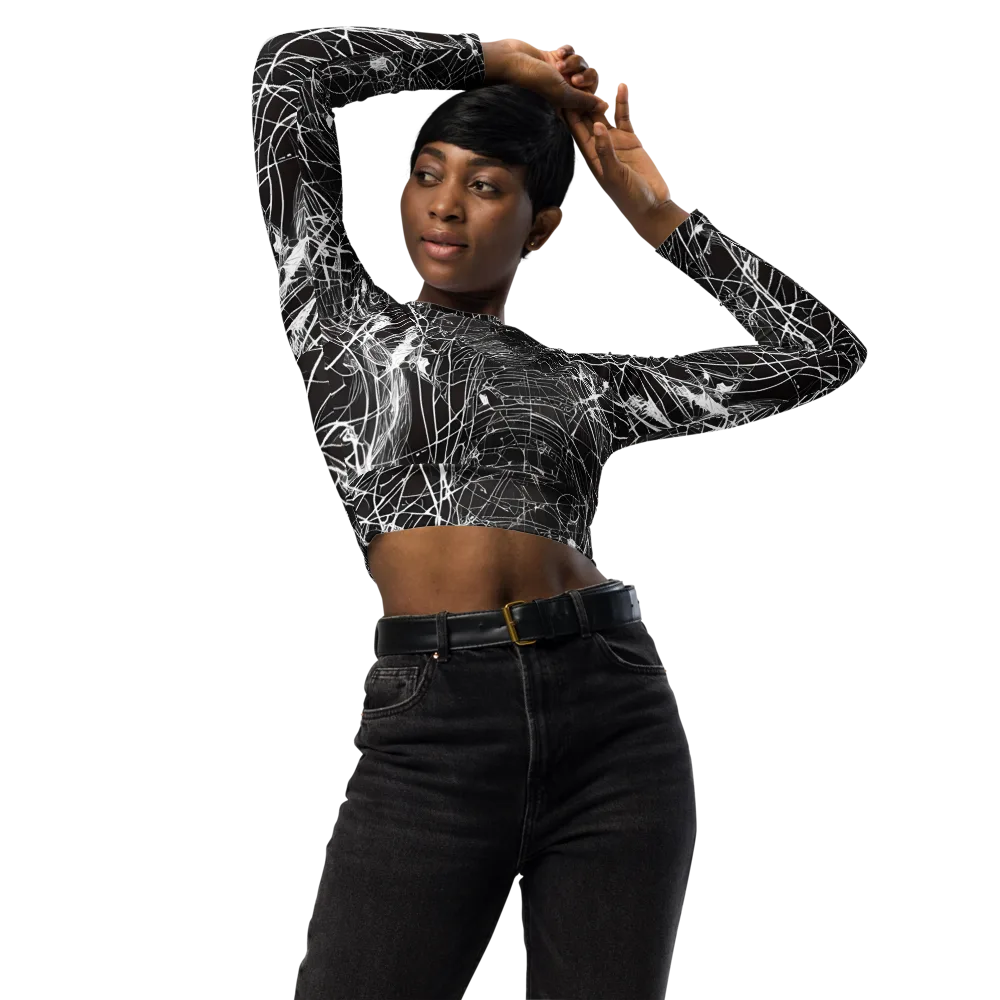 Cyber Lattice on Long Sleeve Crop Top — Front