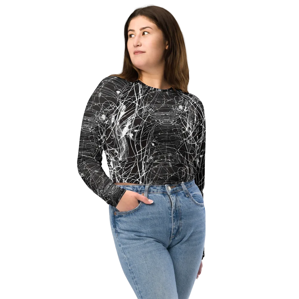 Cyber Lattice on Long Sleeve Crop Top — Front