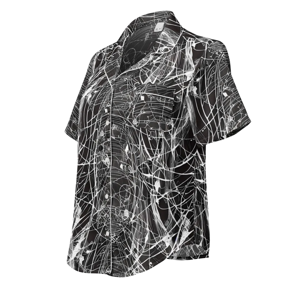 Cyber Lattice on Women's Short Sleeve Pajama Top — Left Front