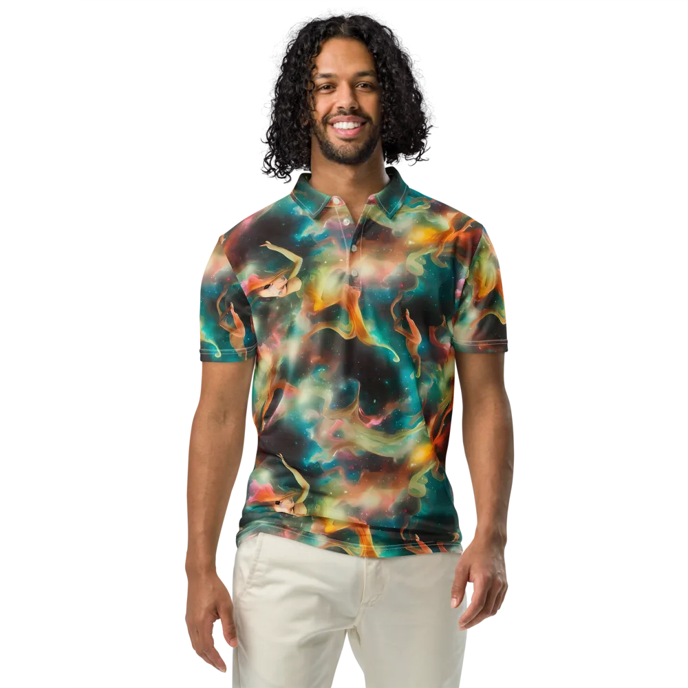 Elegant Whirl on Men's Slim Fit Polo Shirt — Front