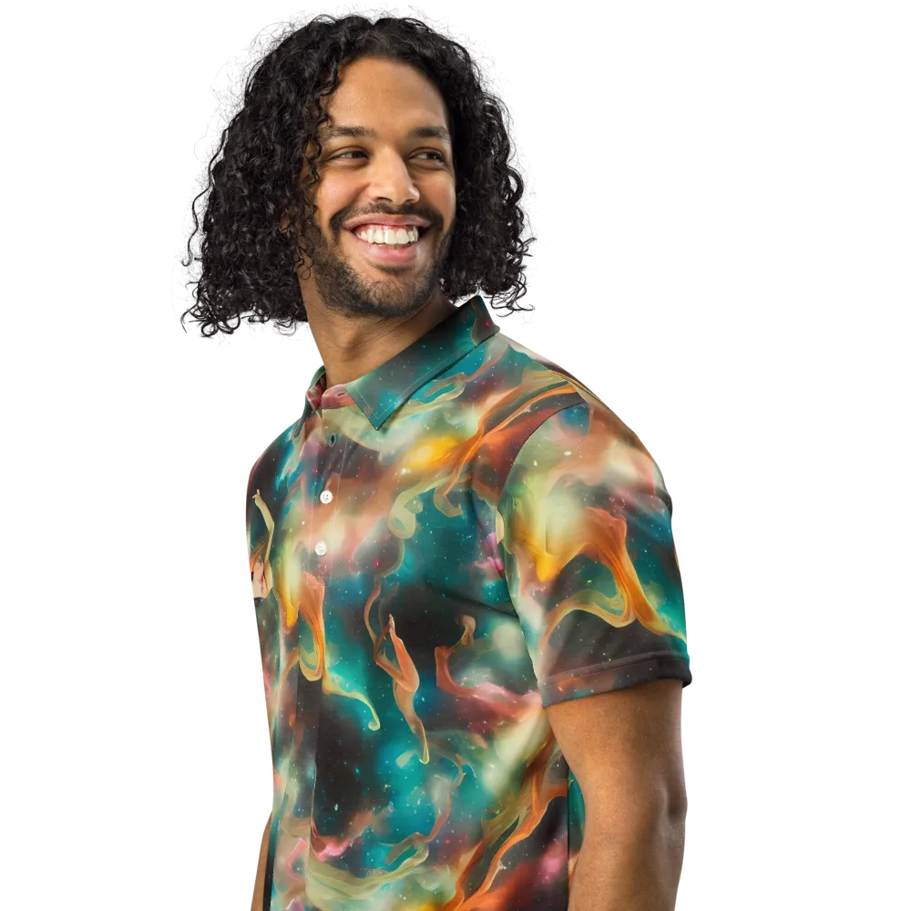 Elegant Whirl on Men's Slim Fit Polo Shirt — Left Front