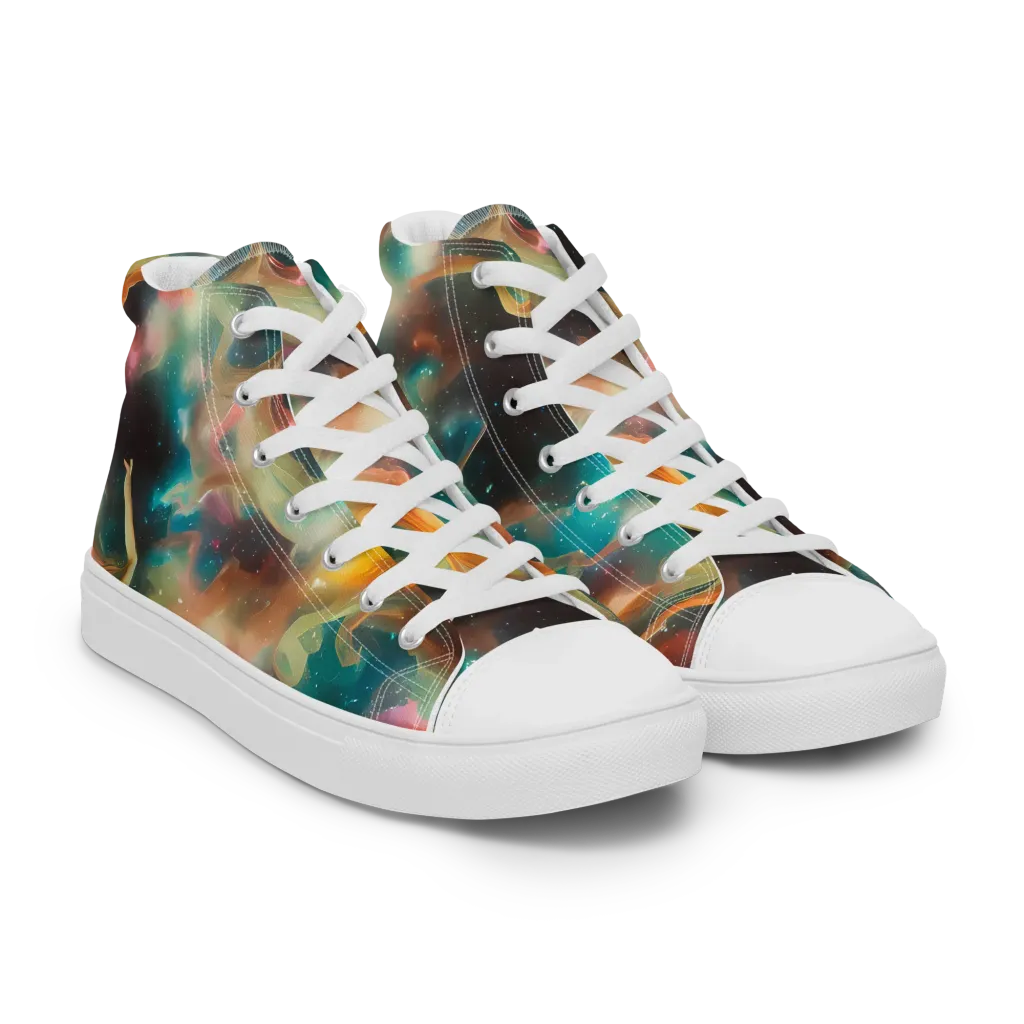 Elegant Whirl on Men's High Top Canvas Shoes — Right Front