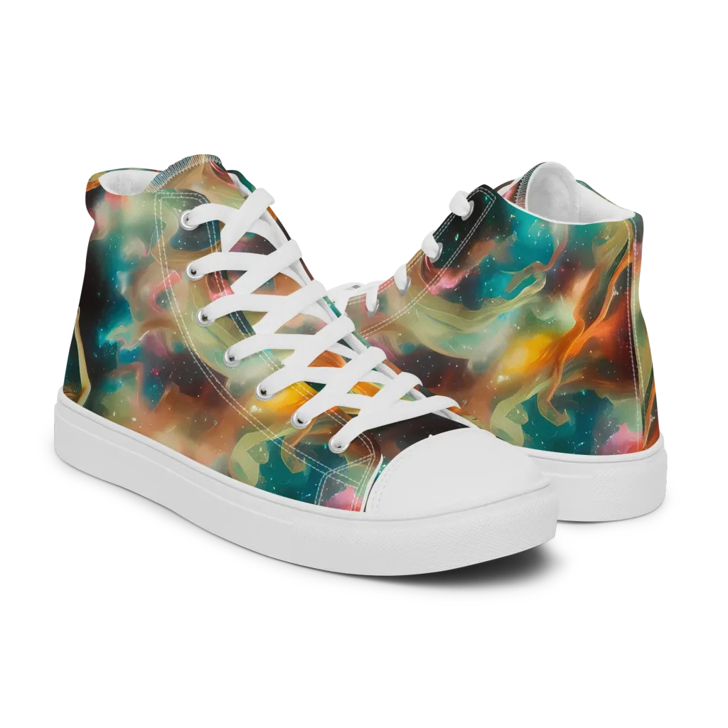 Elegant Whirl on Men's High Top Canvas Shoes — Right
