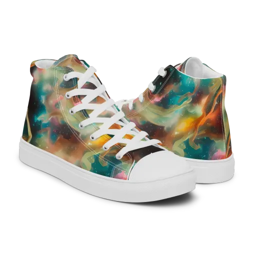 Elegant Whirl on a Men's High Top Canvas Shoes