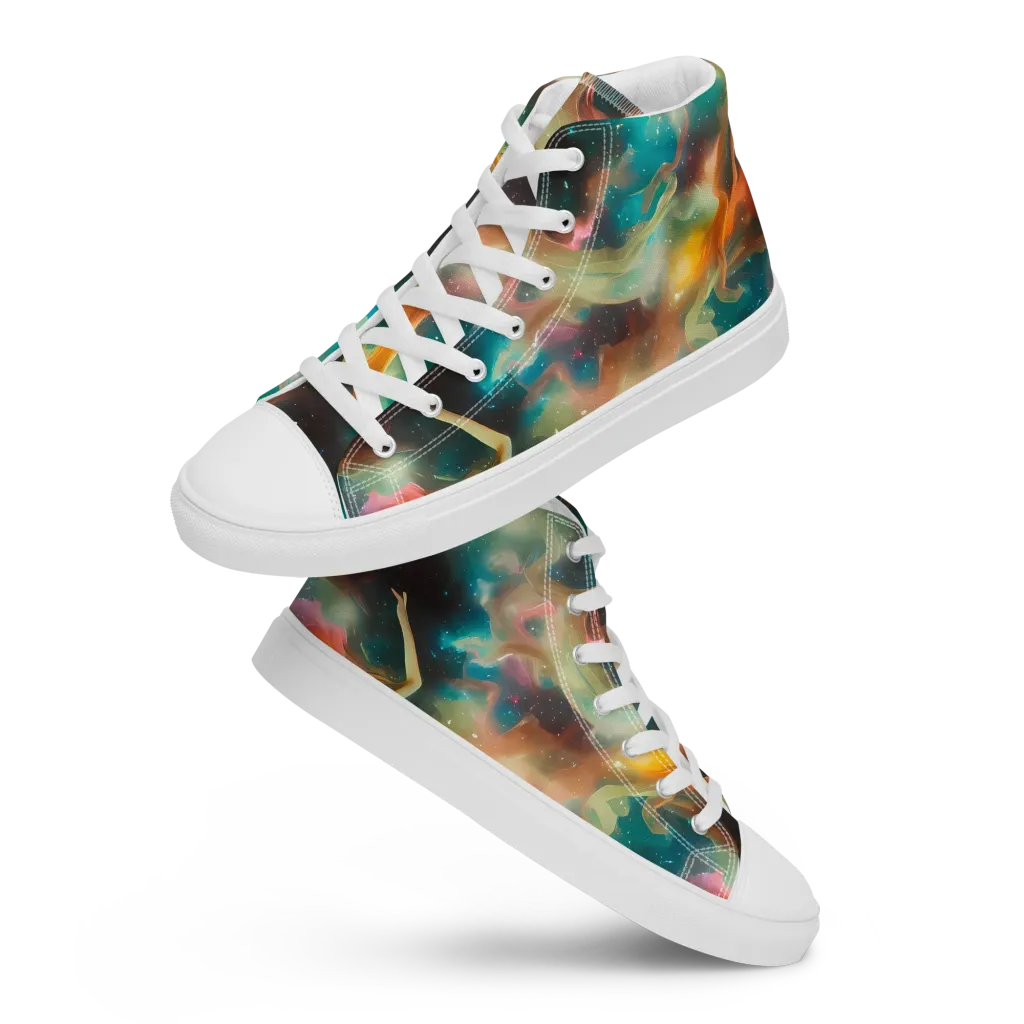 Elegant Whirl on Men's High Top Canvas Shoes — Front