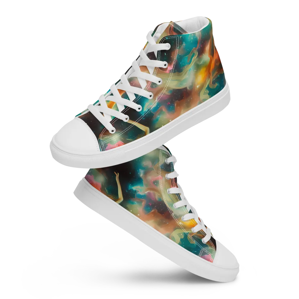 Elegant Whirl on Women's High Top Canvas Shoes — Front