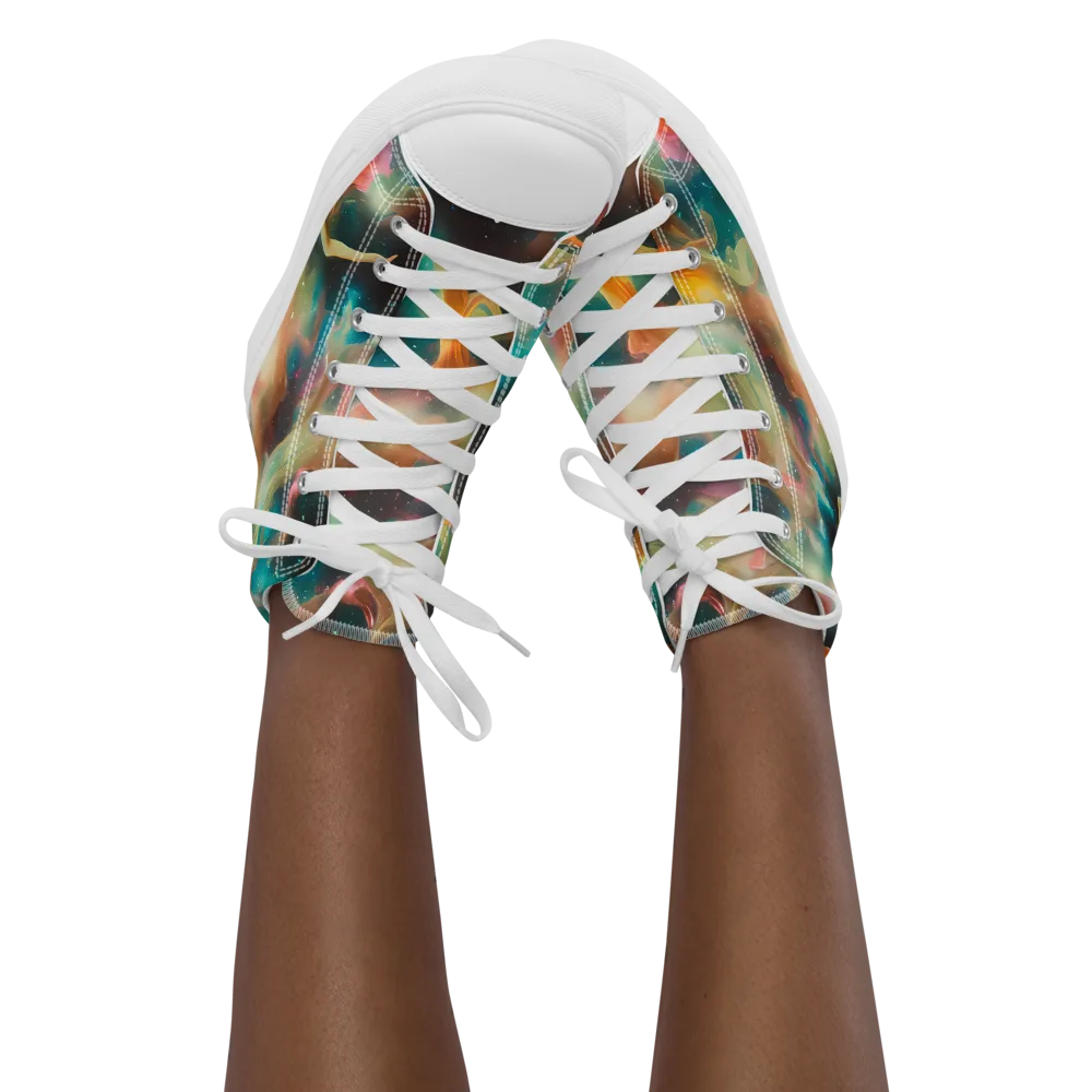 Elegant Whirl on Women's High Top Canvas Shoes — Front