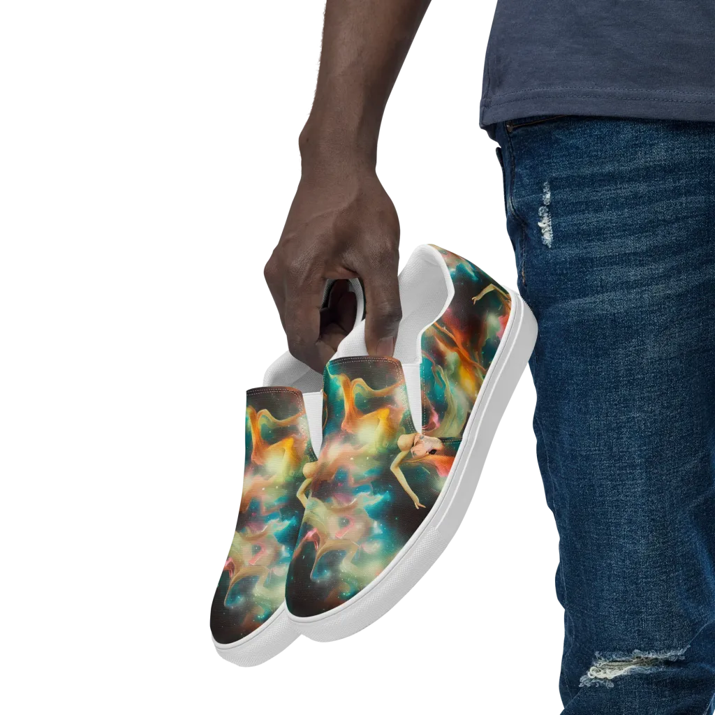 Elegant Whirl on Men's Slip-On Canvas Shoes — Left Front