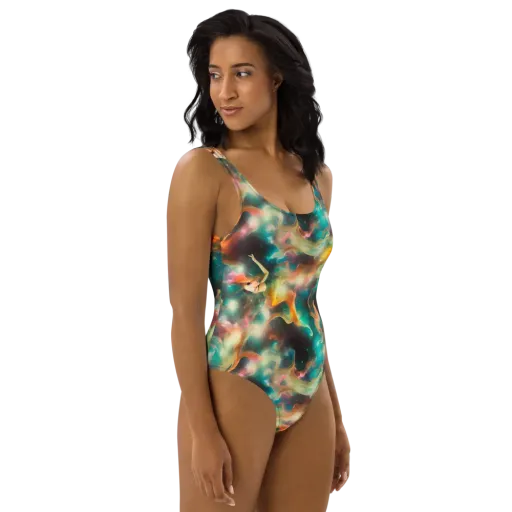 Elegant Whirl on a One-Piece Swimsuit