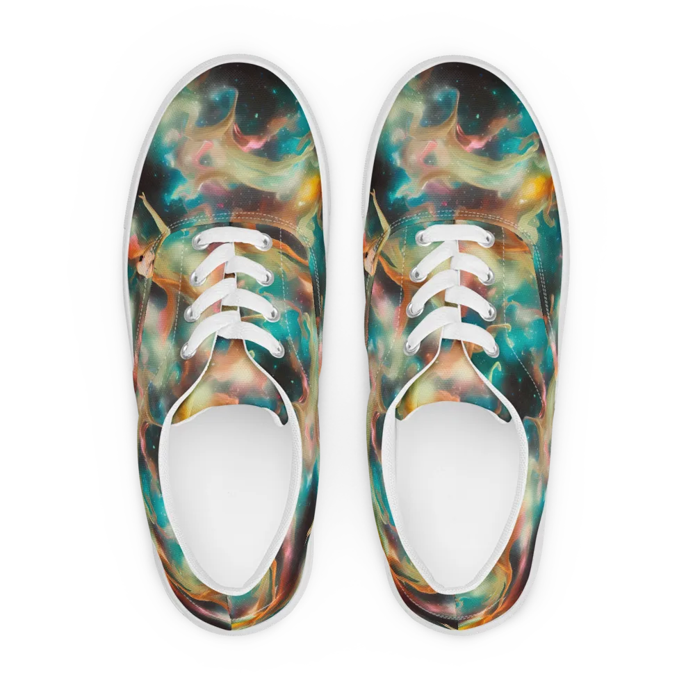 Elegant Whirl on Men's Lace-Up Canvas Shoes — Front