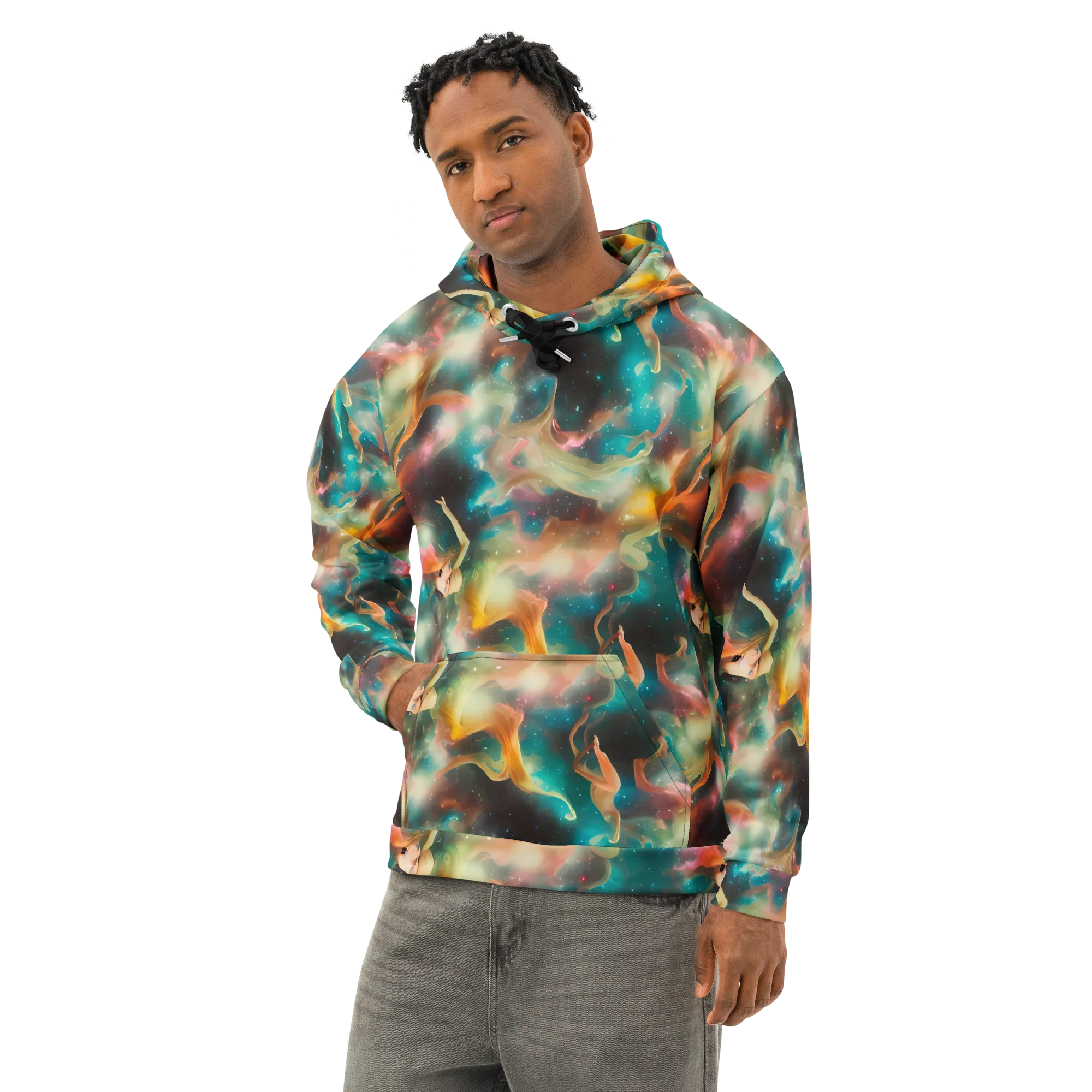Elegant Whirl on Cotton Hoodie — Left Front