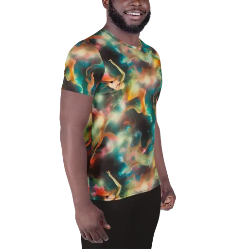 Elegant Whirl on a Men's Athletic T-Shirt