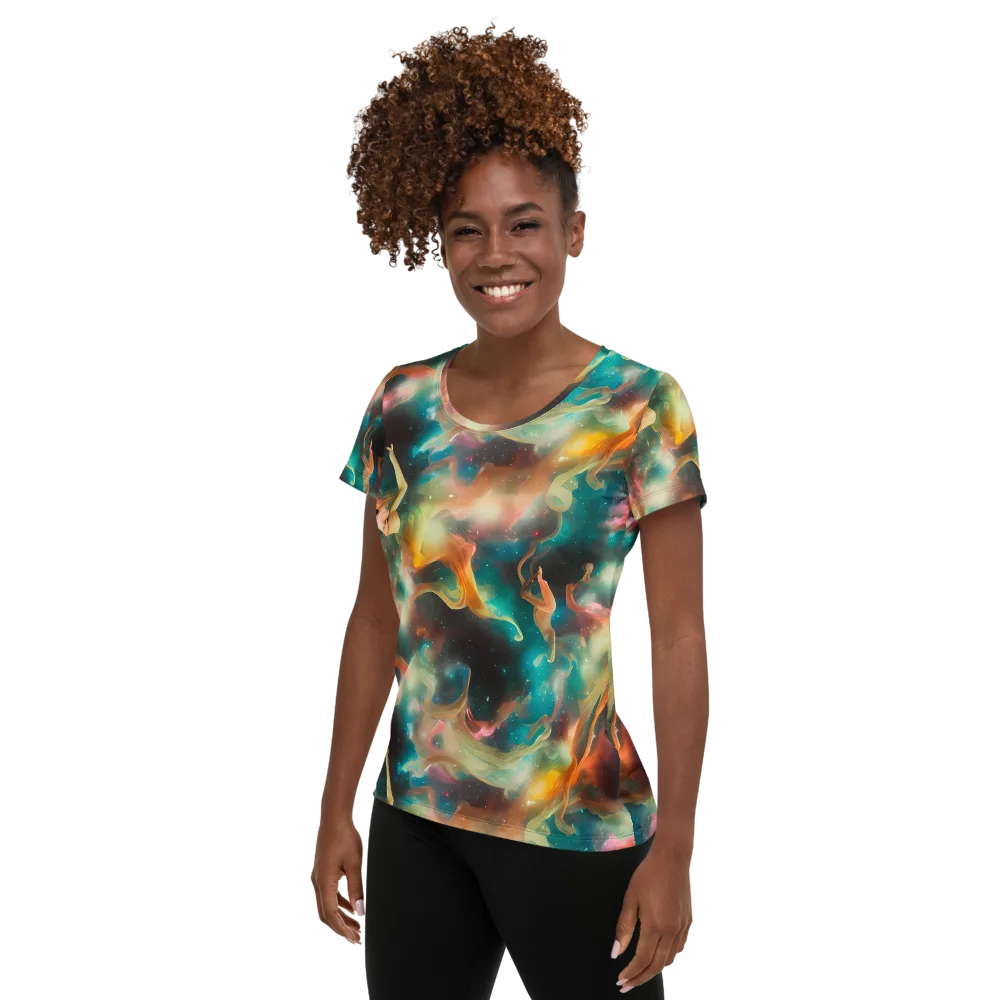 Elegant Whirl on Women's Athletic T-Shirt — Left