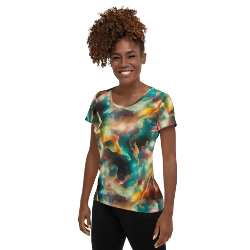 Elegant Whirl on a Women's Athletic T-Shirt