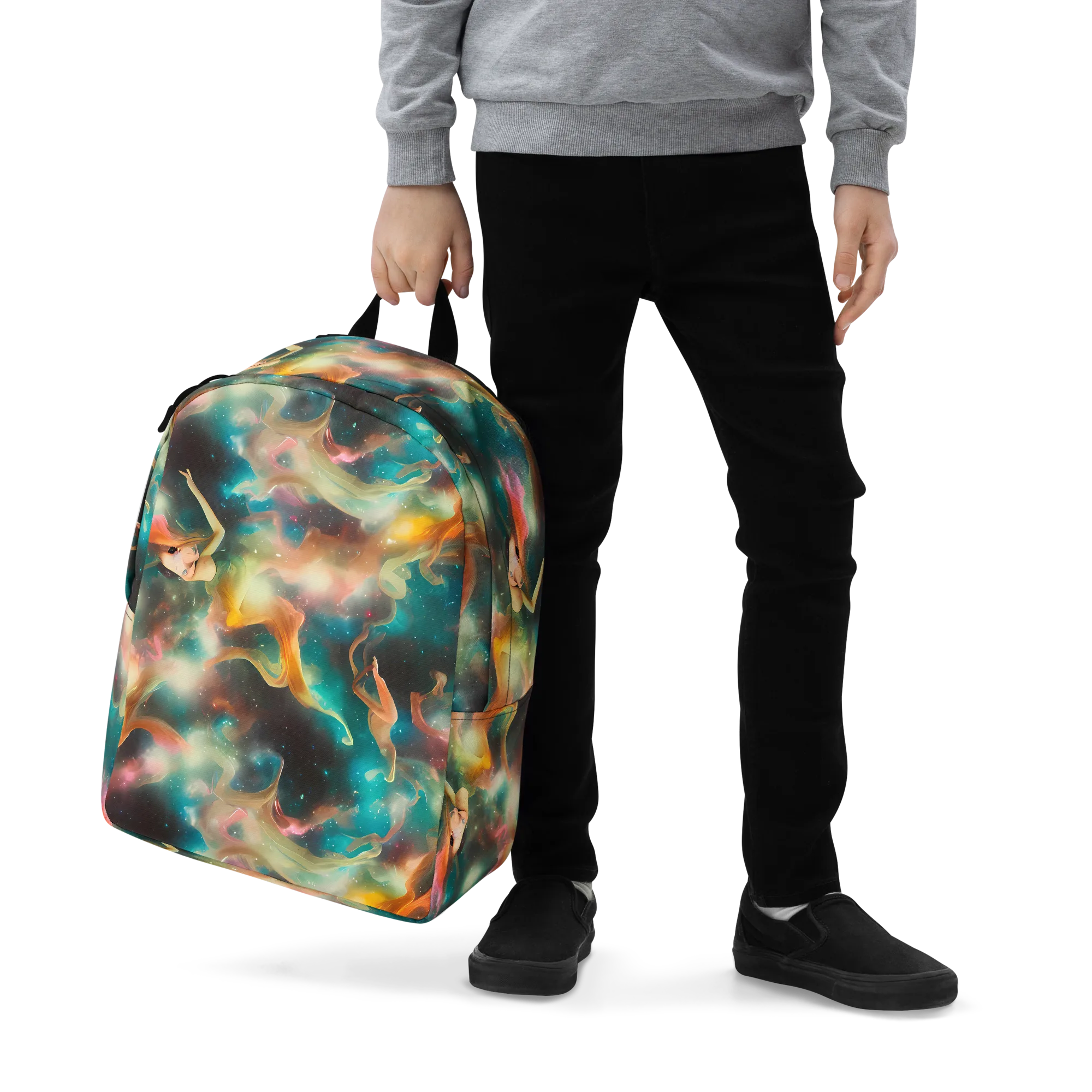 Elegant Whirl on Minimalist Backpack — Zoomed-in