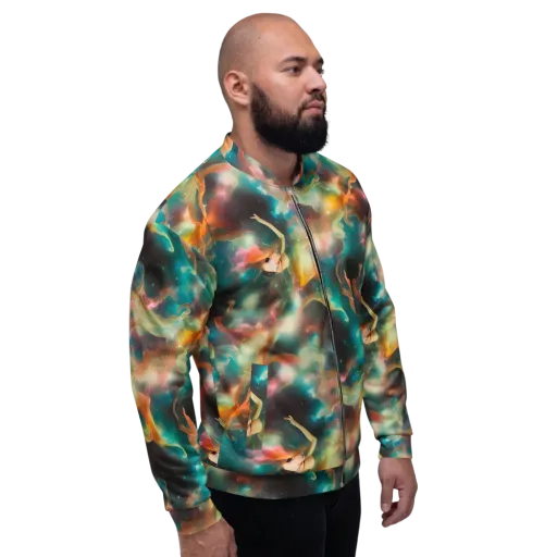 Elegant Whirl on a Bomber Jacket