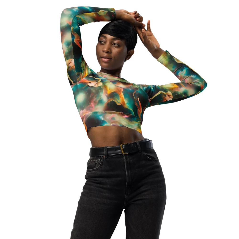 Elegant Whirl on Long Sleeve Crop Top — Front