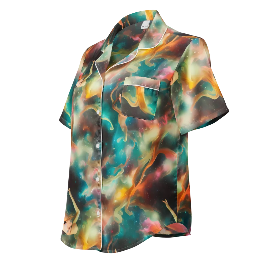 Elegant Whirl on Women's Short Sleeve Pajama Top — Left Front