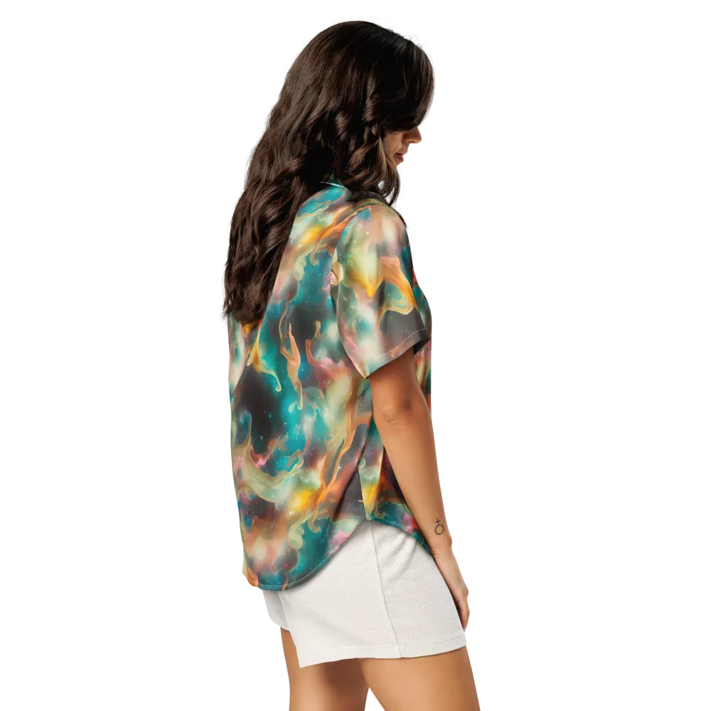 Elegant Whirl on Women's Short Sleeve Pajama Top — Right Back