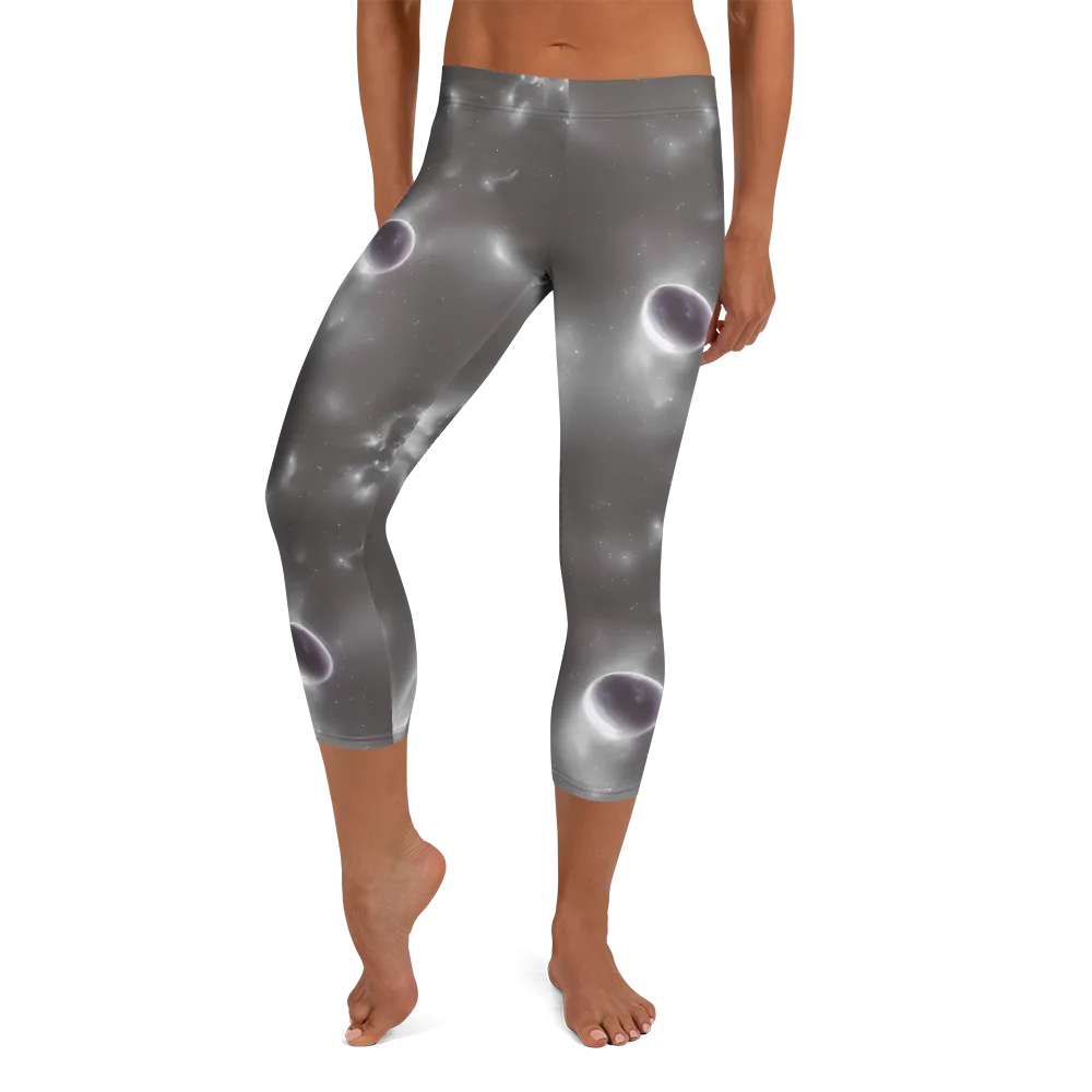 Silver Nebula on Capri Leggings — Front