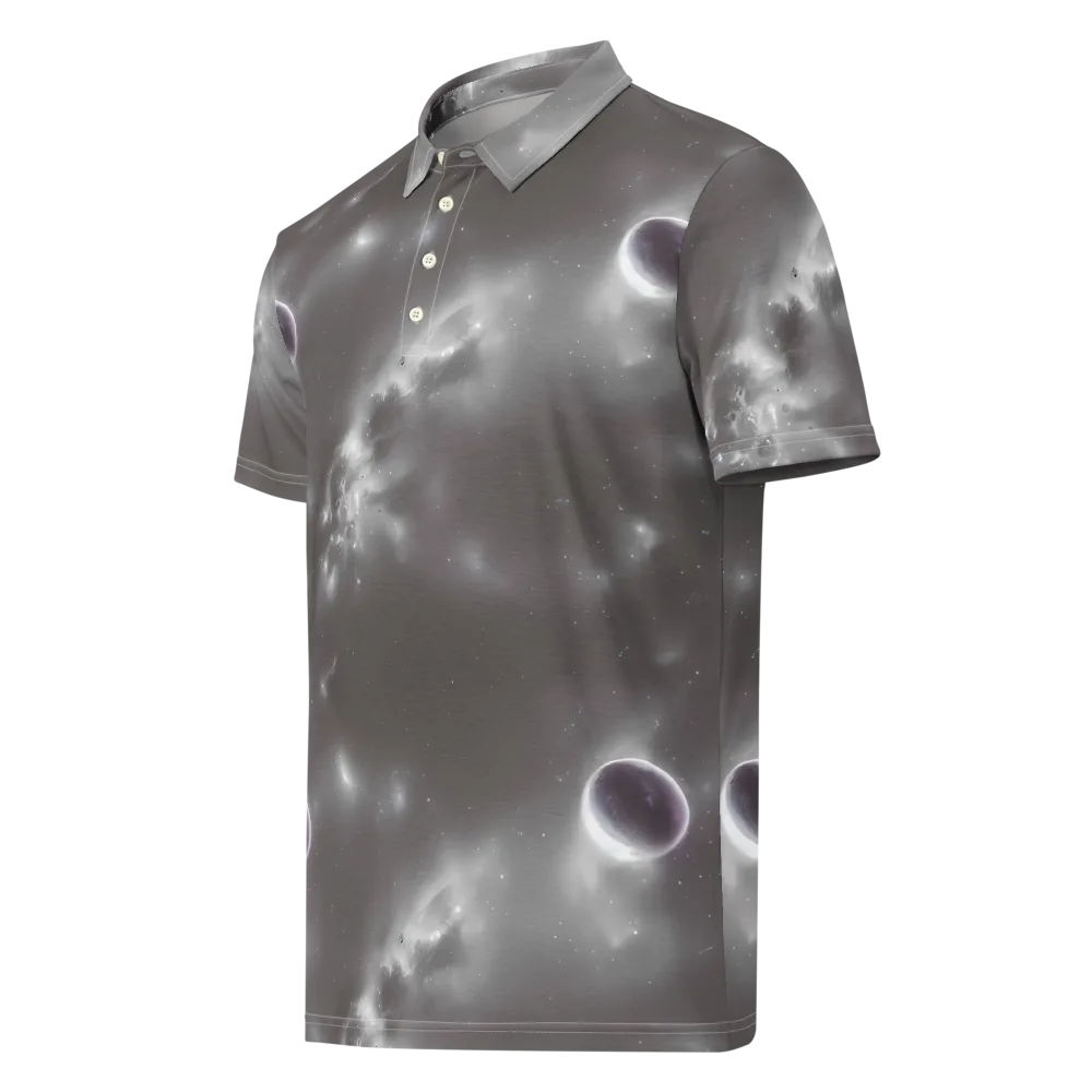 Silver Nebula on Men's Slim Fit Polo Shirt — Left Front