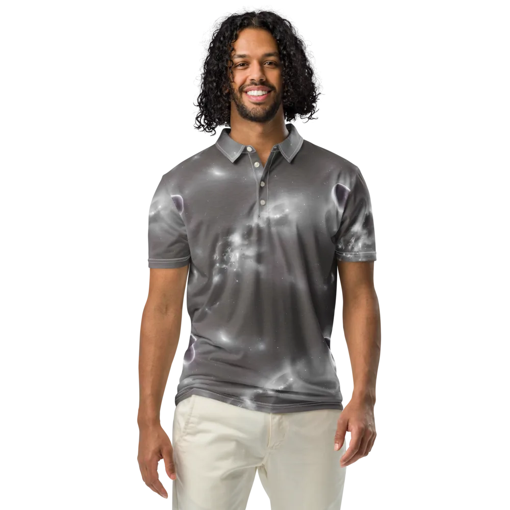 Silver Nebula on Men's Slim Fit Polo Shirt — Front