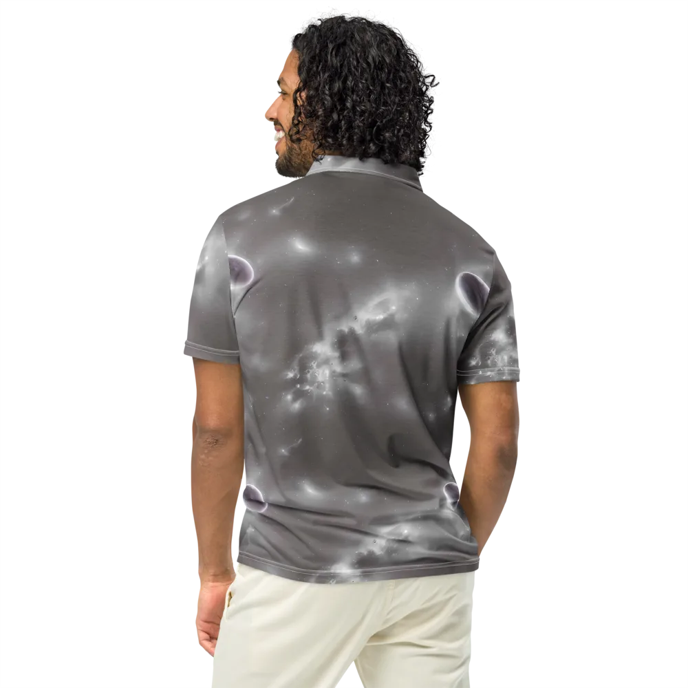 Silver Nebula on Men's Slim Fit Polo Shirt — Back