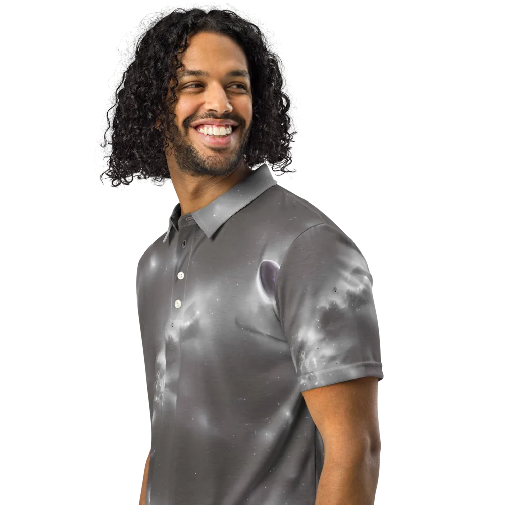 Silver Nebula on Men's Slim Fit Polo Shirt — Left Front