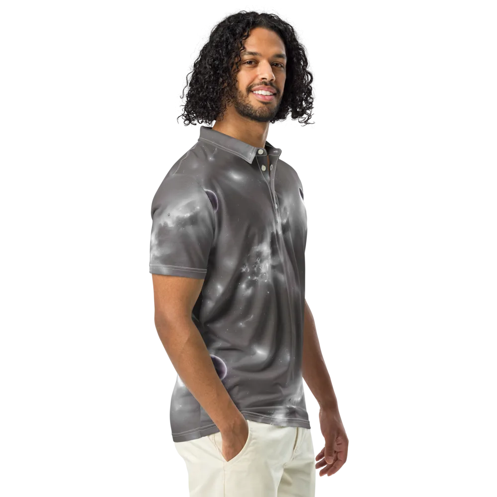 Silver Nebula on Men's Slim Fit Polo Shirt — Right Front