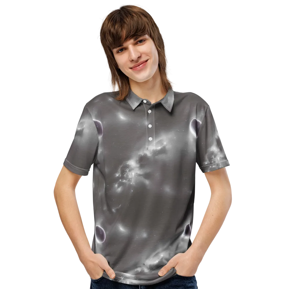 Silver Nebula on Men's Slim Fit Polo Shirt — Front