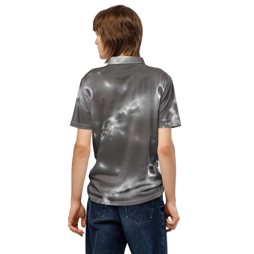 Silver Nebula on Men's Slim Fit Polo Shirt — Back