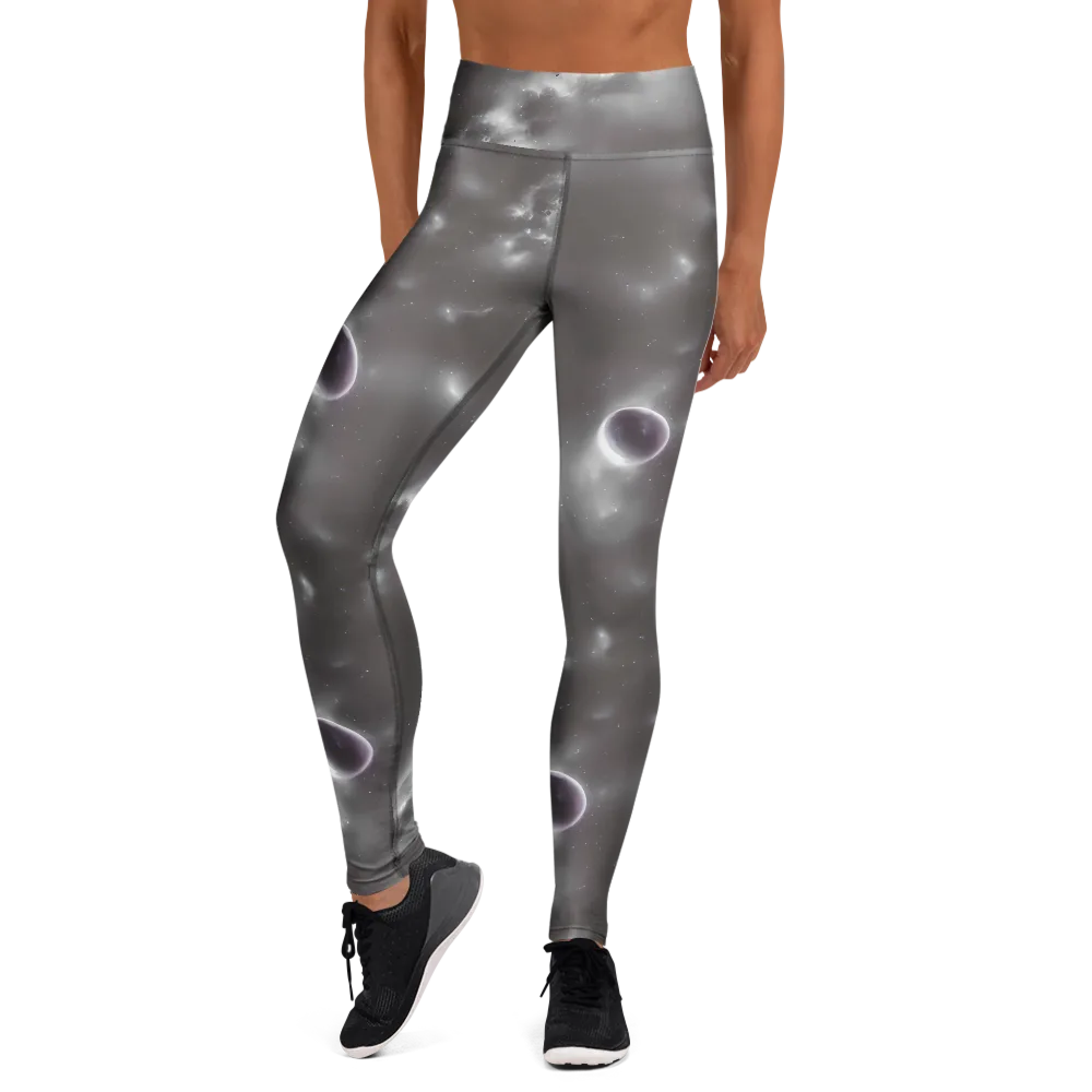 Silver Nebula on Yoga Leggings — Front