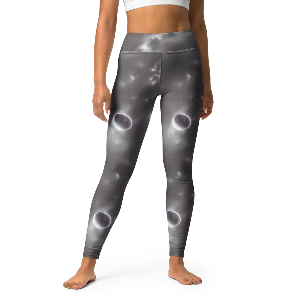 Silver Nebula on Yoga Leggings — Front