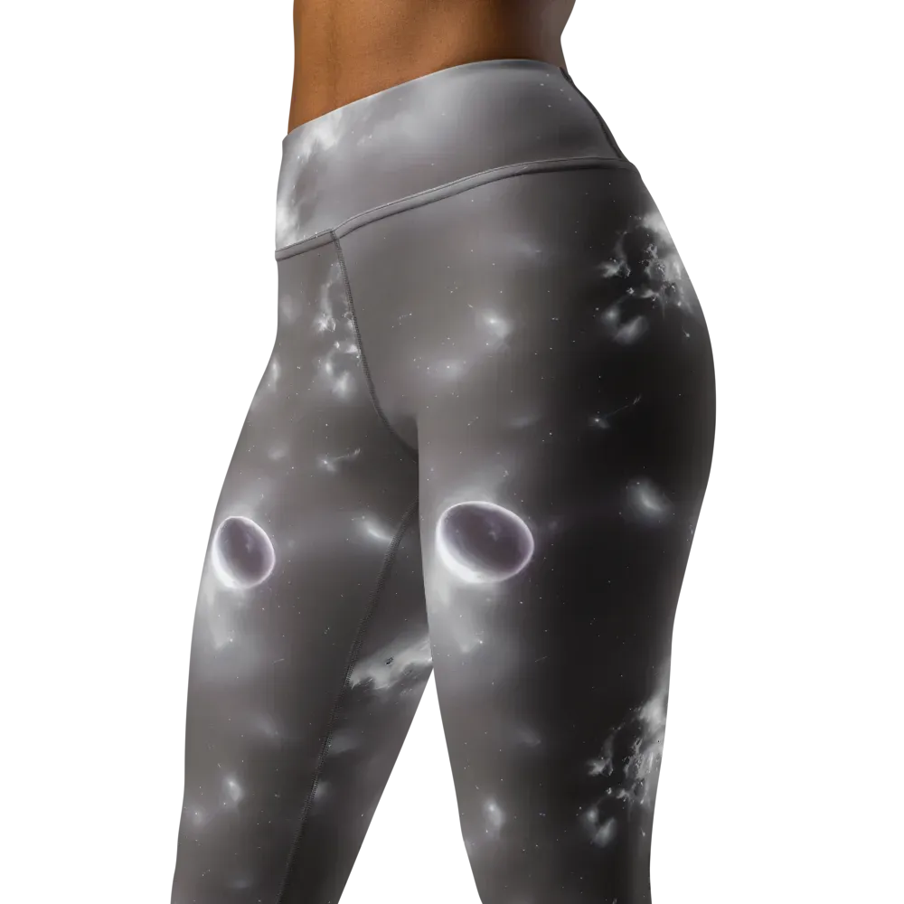 Silver Nebula on Yoga Leggings — Left Front