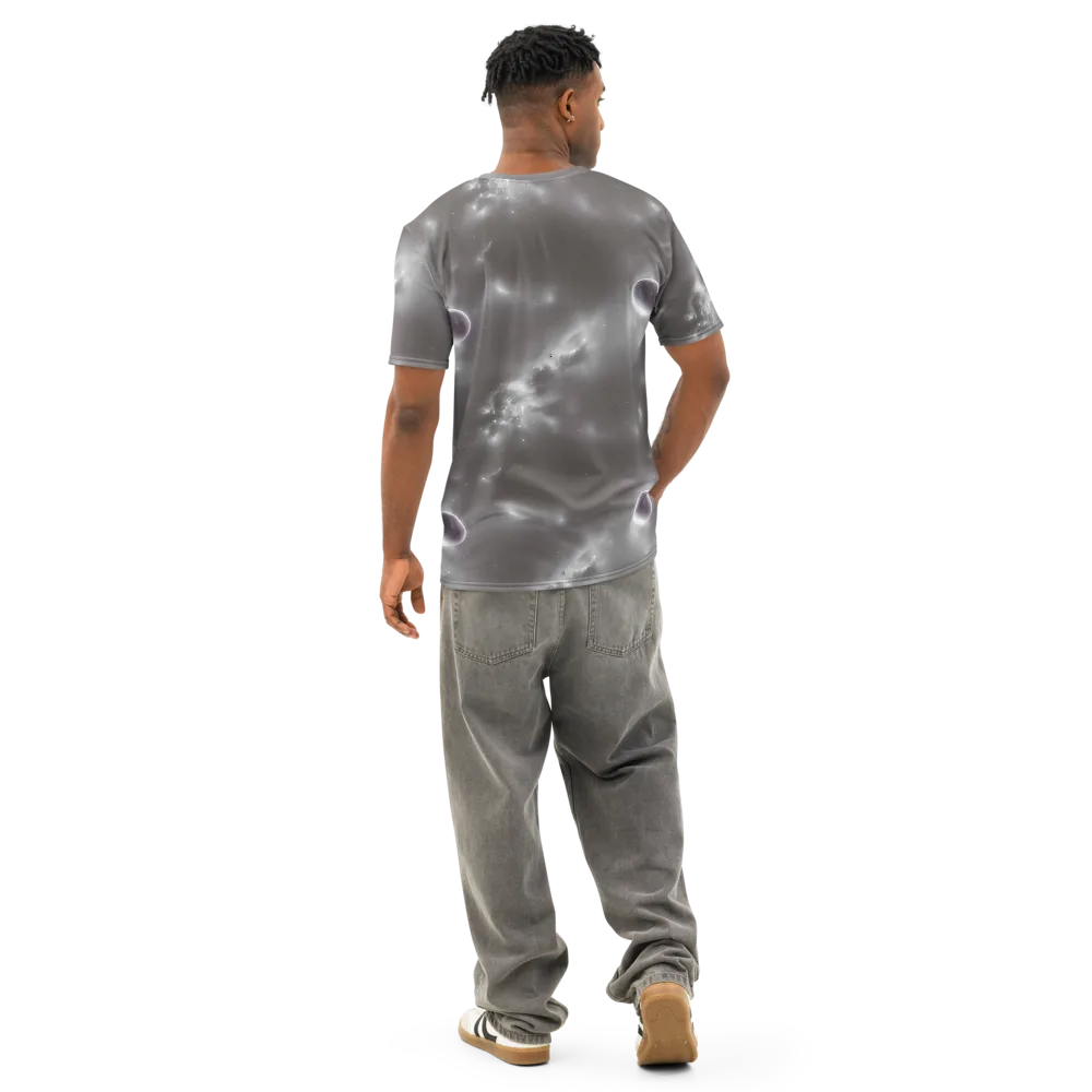 Silver Nebula on Men's Cotton Crew Neck T-Shirt — Back
