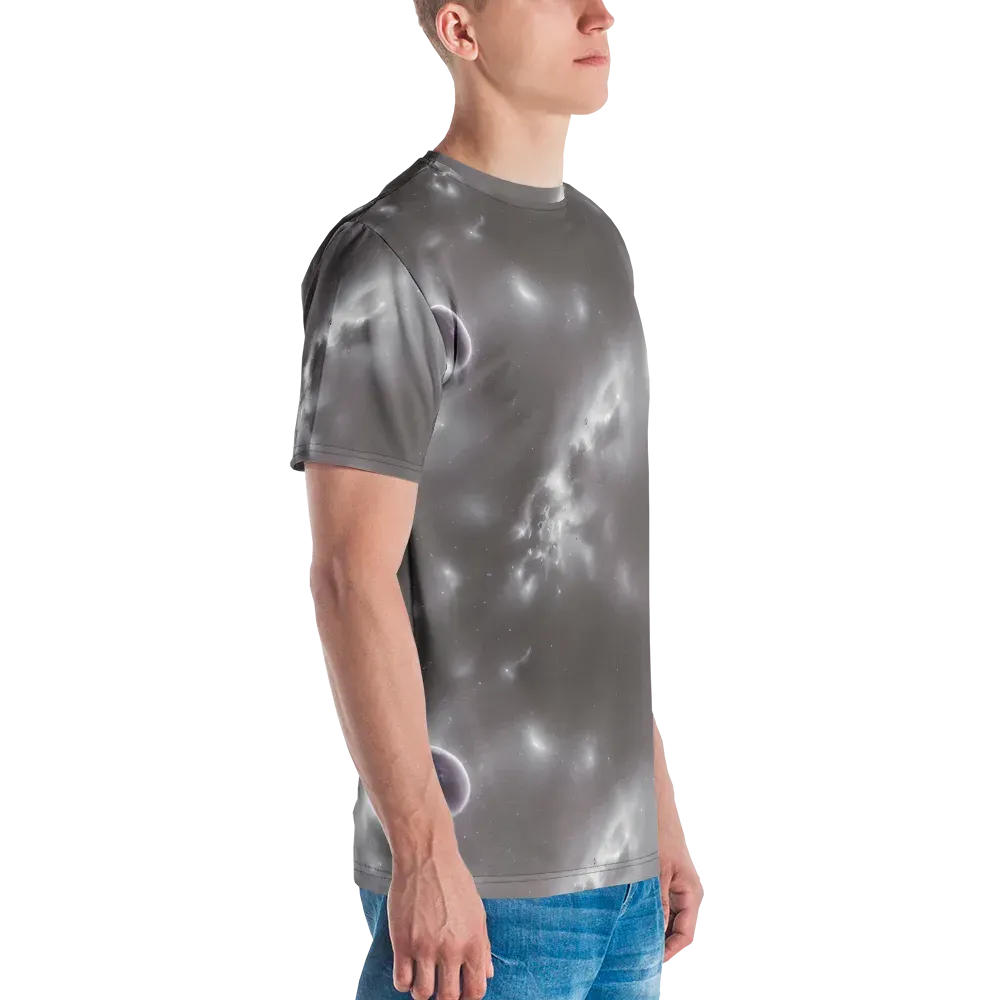 Silver Nebula on Men's Crew Neck T-Shirt — Right