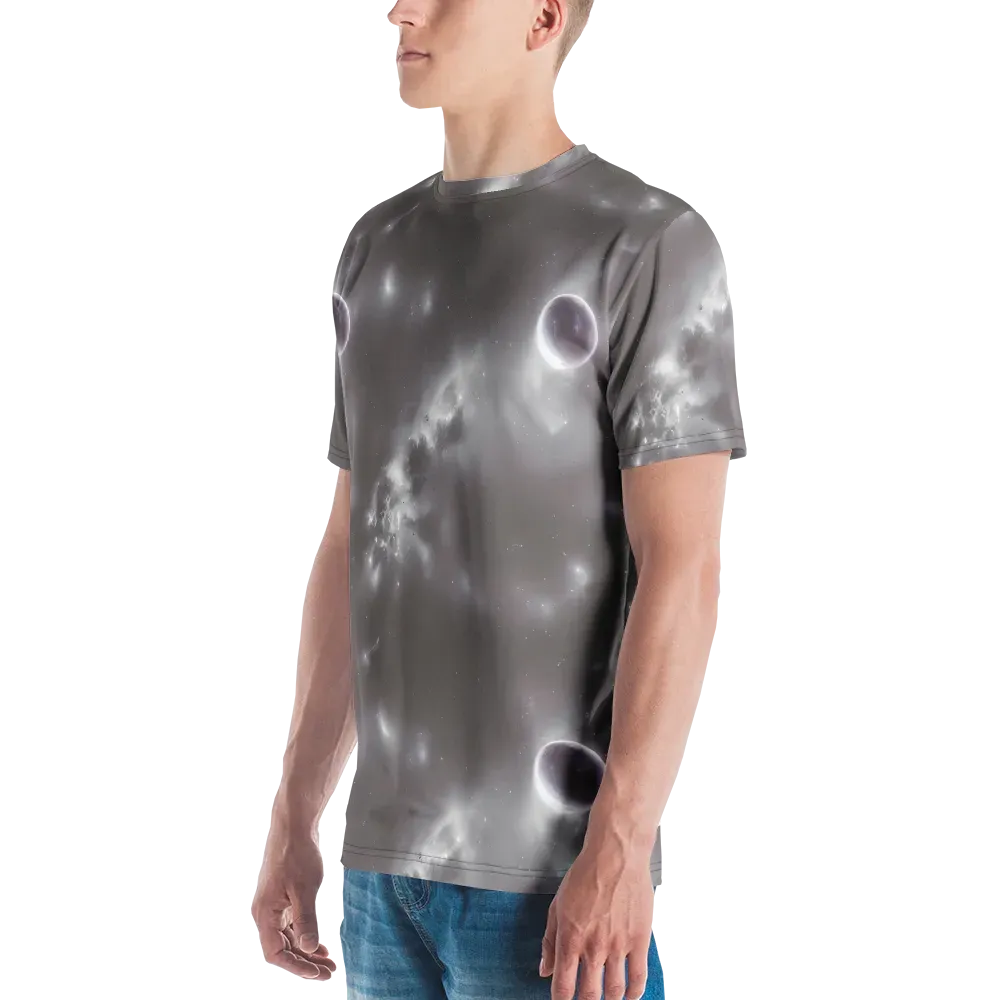 Silver Nebula on Men's Crew Neck T-Shirt — Left