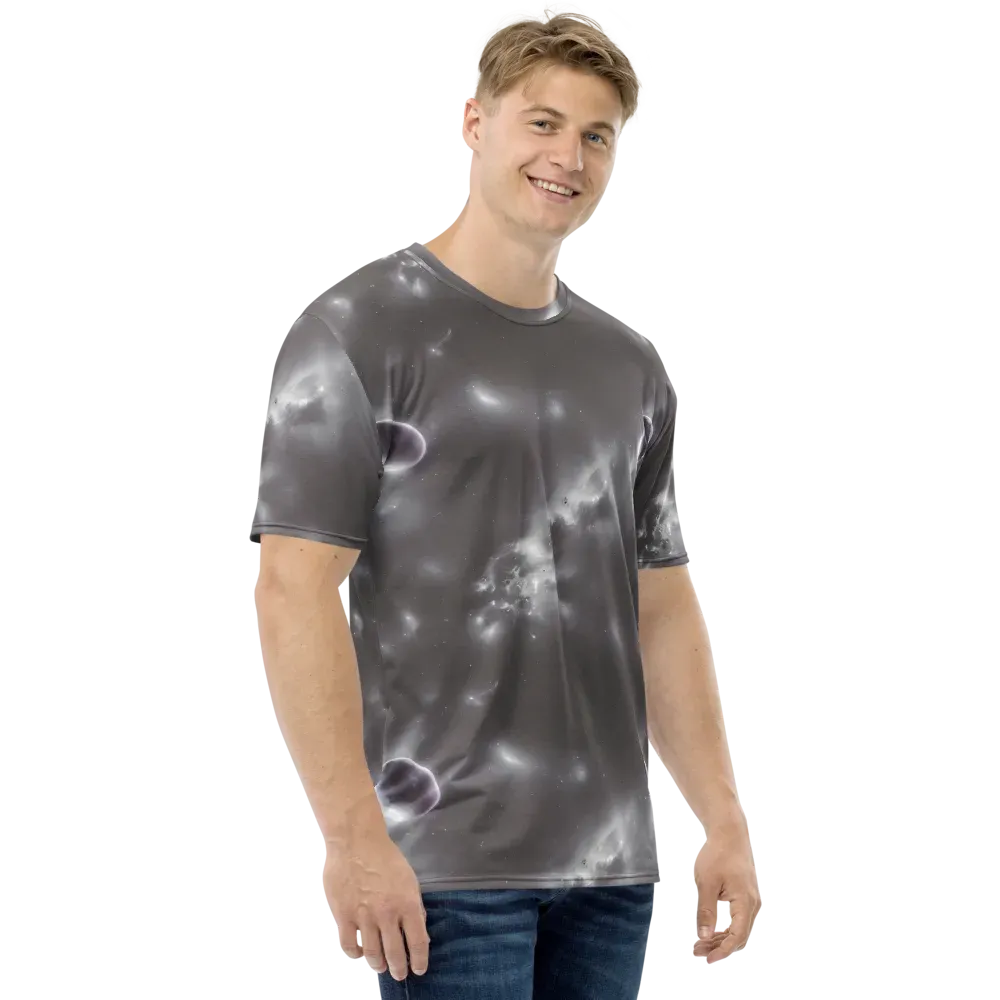 Silver Nebula on Men's Crew Neck T-Shirt — Right