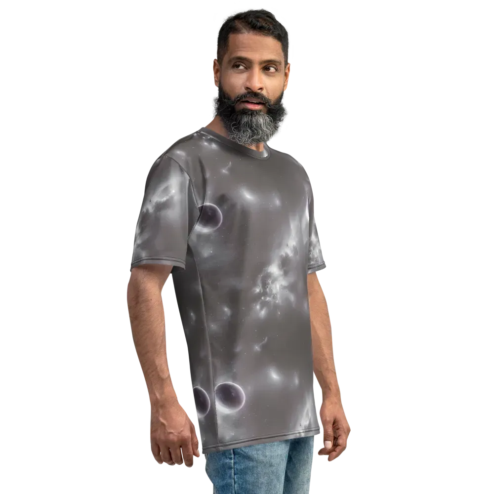 Silver Nebula on Men's Crew Neck T-Shirt — Right