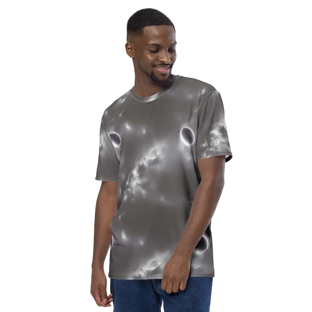 Silver Nebula on Men's Crew Neck T-Shirt — Left