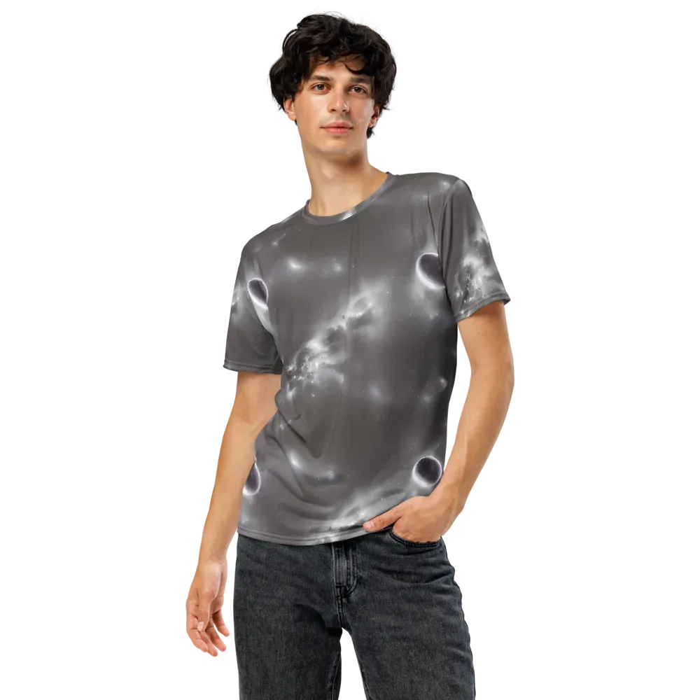 Silver Nebula on Men's Crew Neck T-Shirt — Front