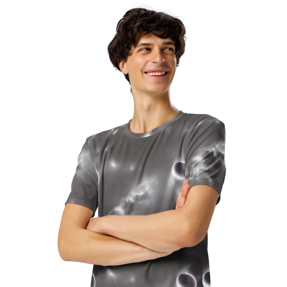 Silver Nebula on Men's Crew Neck T-Shirt — Left Front
