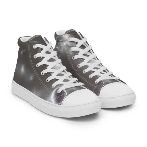 Silver Nebula on a Men's High Top Canvas Shoes